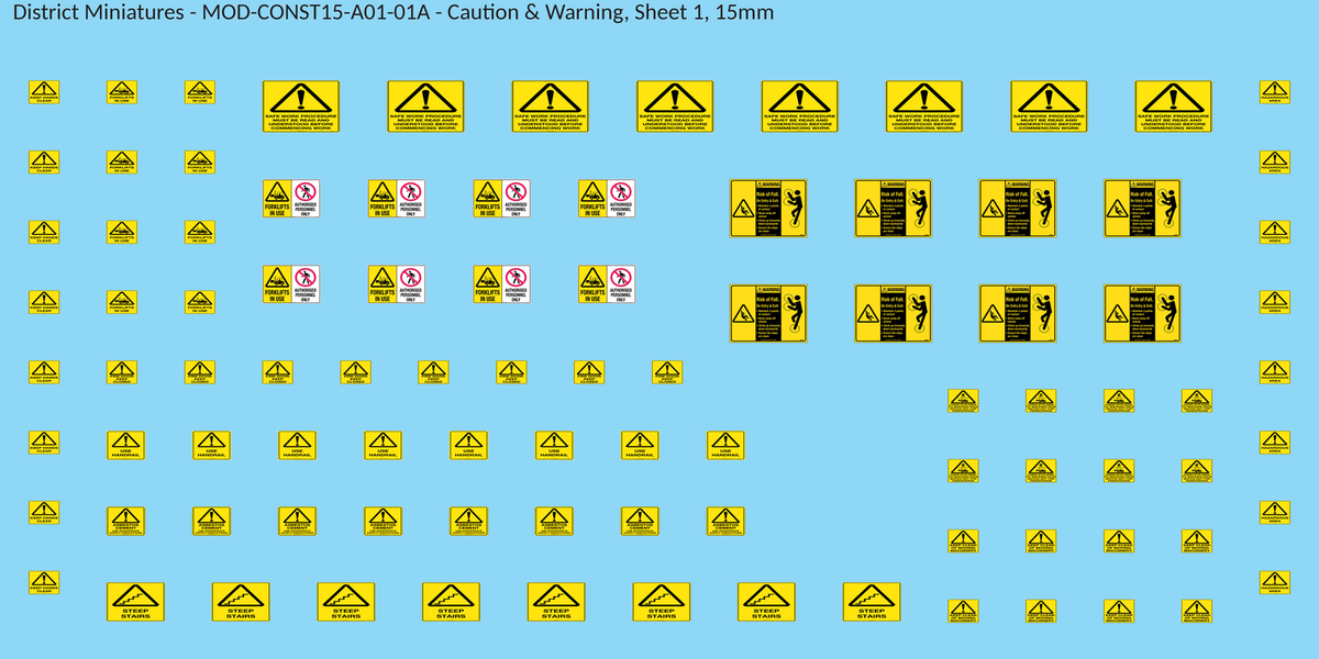 Caution & Warning, Sheet 1, 15mm decal sheet, clean finish