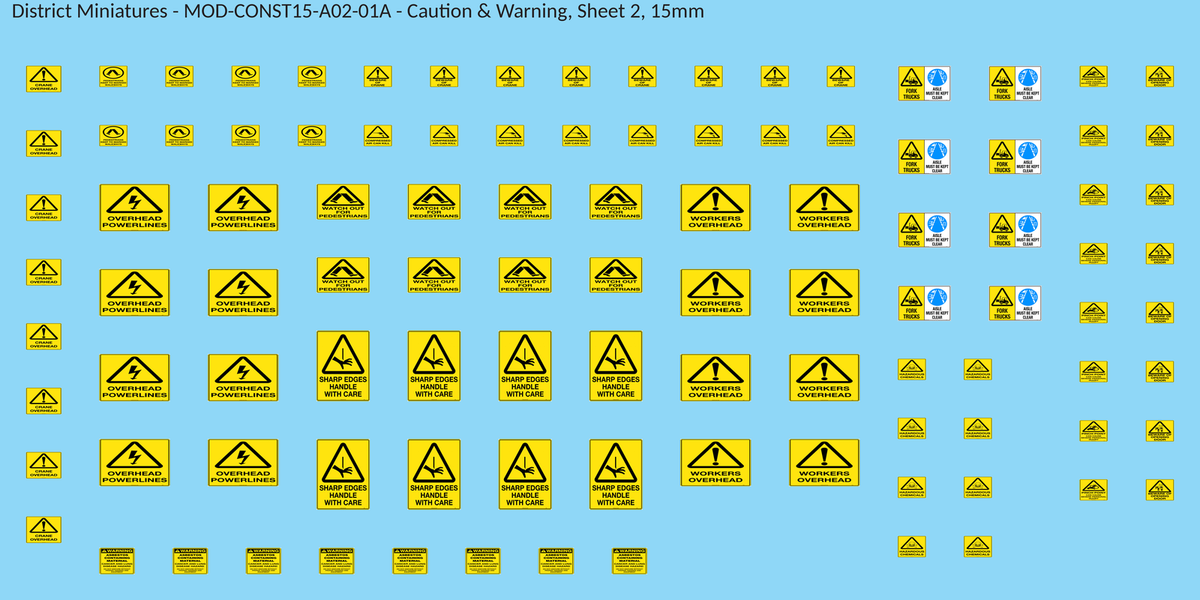 Caution & Warning, Sheet 2, 15mm decal sheet, clean finish