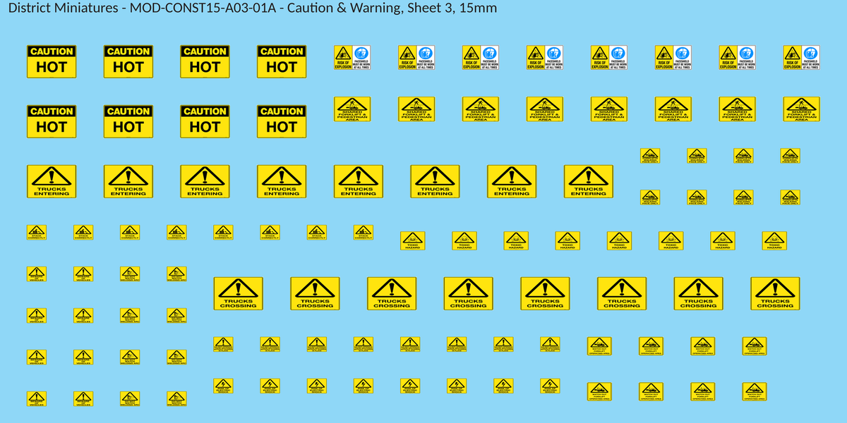 Caution & Warning, Sheet 3, 15mm decal sheet, clean finish