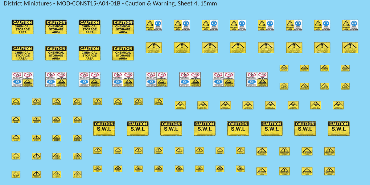 Caution & Warning, Sheet 4, 15mm decal sheet, weathered finish