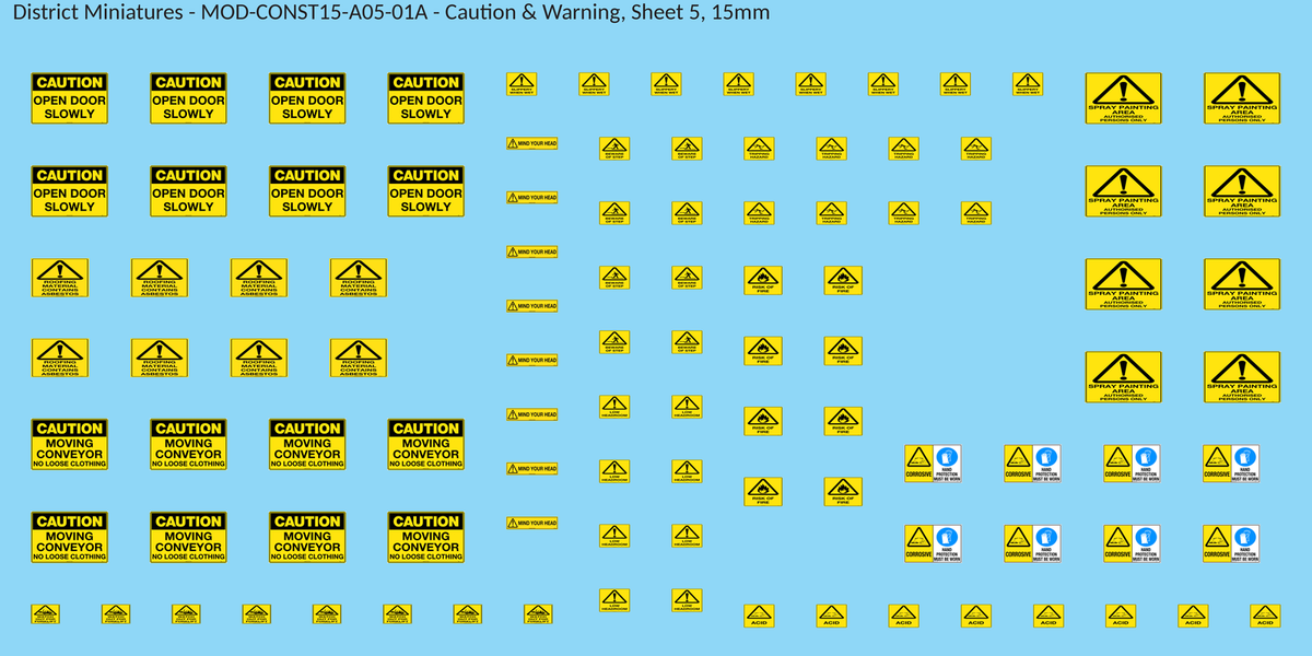 Caution & Warning, Sheet 5, 15mm decal sheet, clean finish
