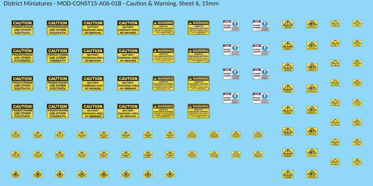 Caution & Warning, Sheet 6, 15mm decal sheet, weathered finish