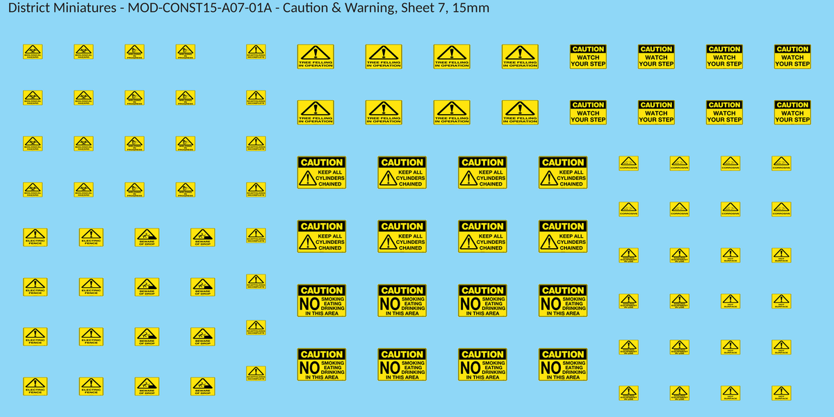 Caution & Warning, Sheet 7, 15mm decal sheet, clean finish