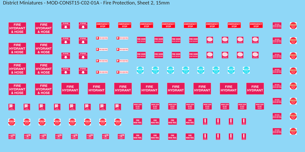 Fire Protection, Sheet 2, 15mm decal sheet, clean finish