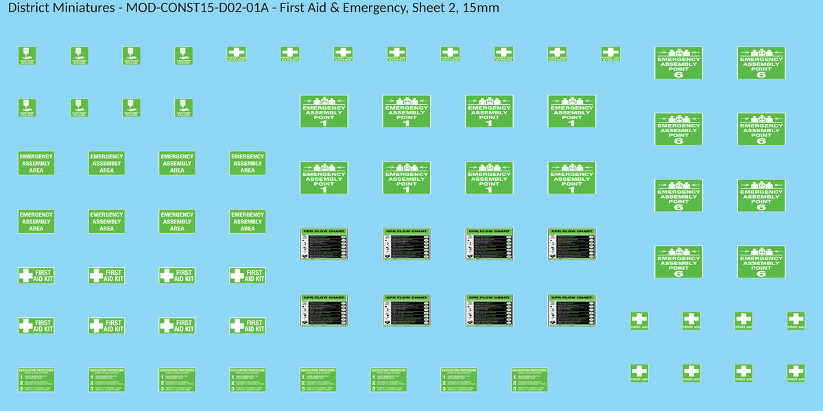 First Aid & Emergency, Sheet 2, 15mm decal sheet, clean finish