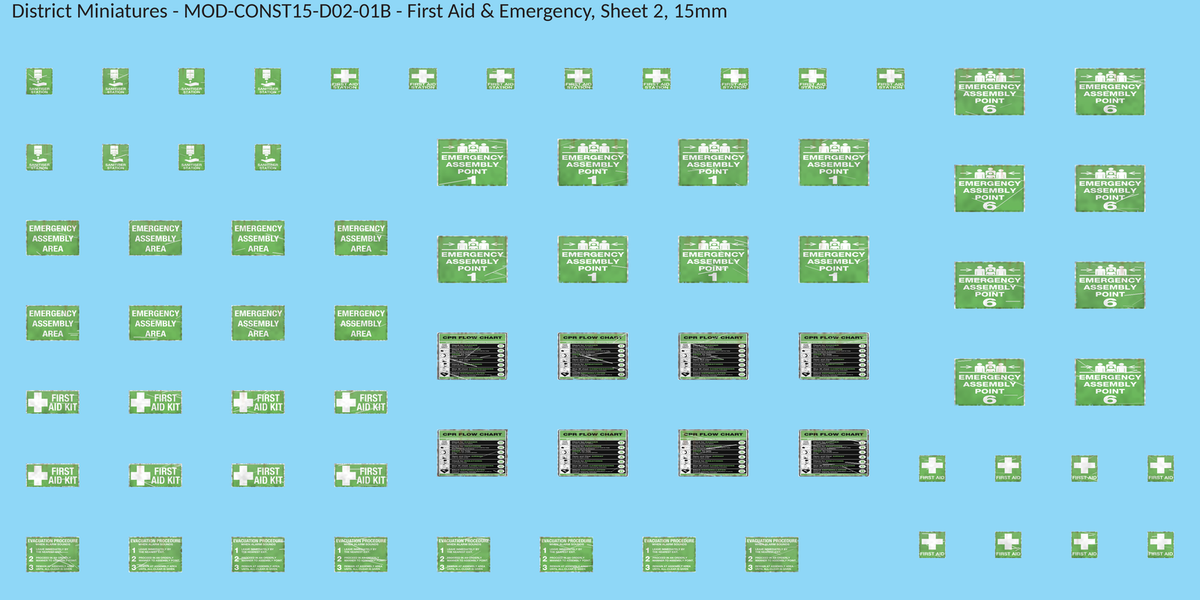First Aid & Emergency, Sheet 2, 15mm decal sheet, weathered finish