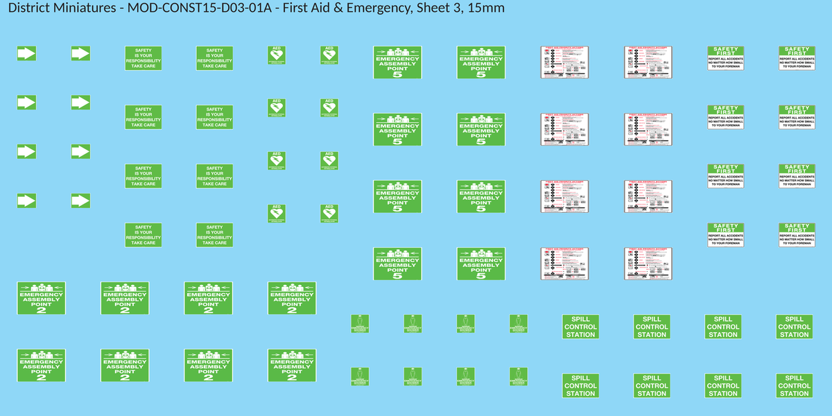 First Aid & Emergency, Sheet 3, 15mm decal sheet, clean finish