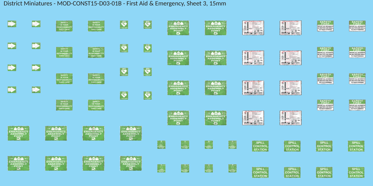 First Aid & Emergency, Sheet 3, 15mm decal sheet, weathered finish