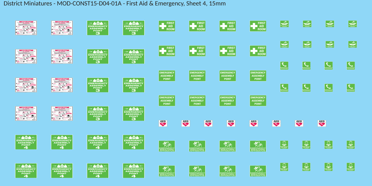 First Aid & Emergency, Sheet 4, 15mm decal sheet, clean finish