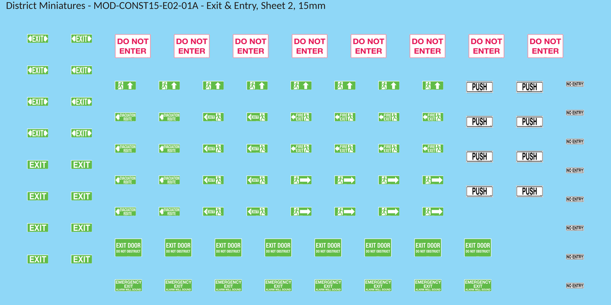 Exit & Entry, Sheet 2, 15mm decal sheet, clean finish