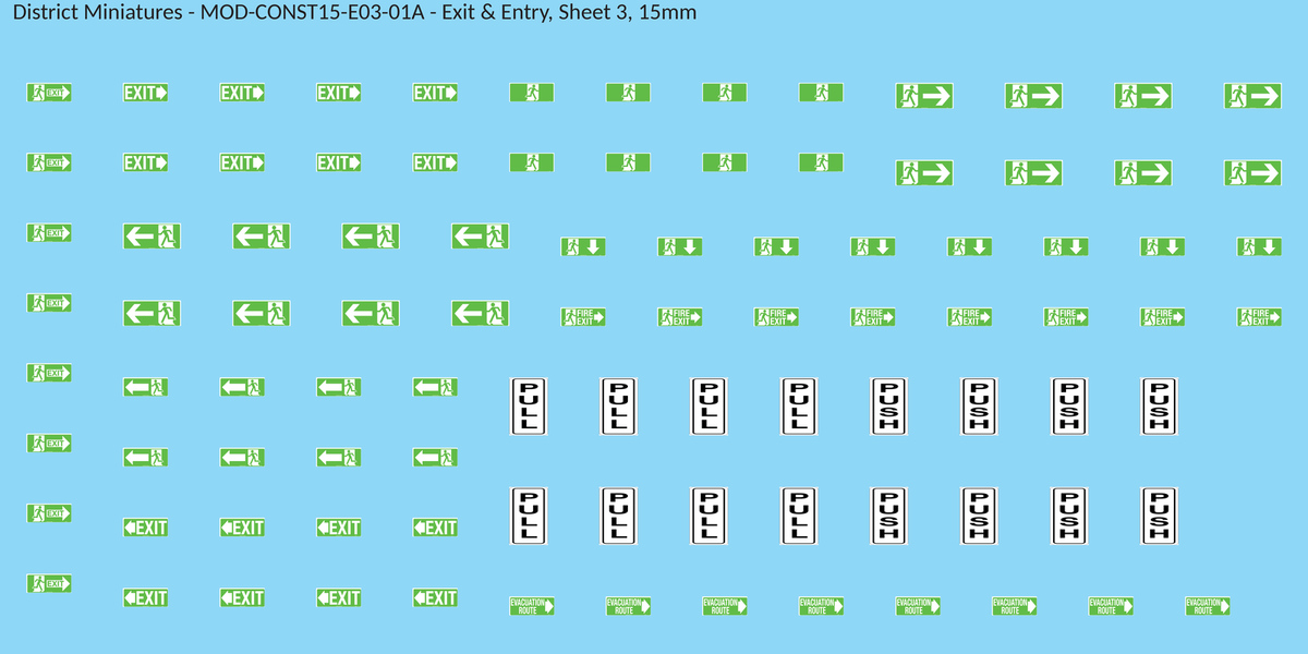 Exit & Entry, Sheet 3, 15mm decal sheet, clean finish