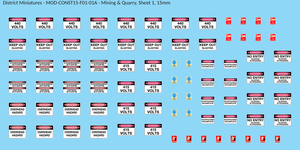 Mining & Quarry, Sheet 1, 15mm decal sheet, clean finish