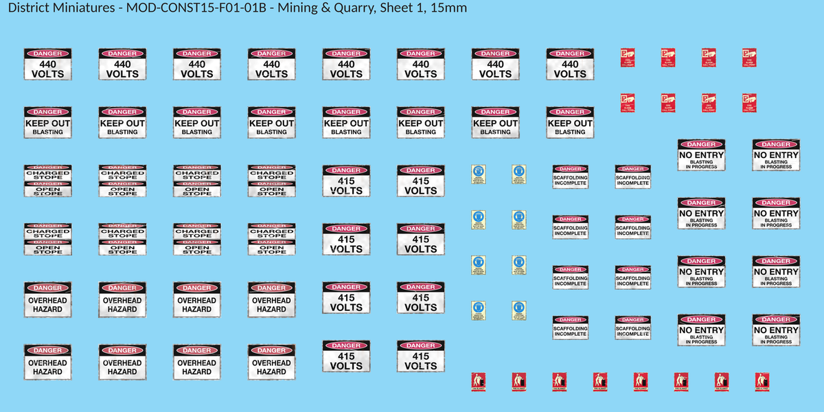 Mining & Quarry, Sheet 1, 15mm decal sheet, weathered finish