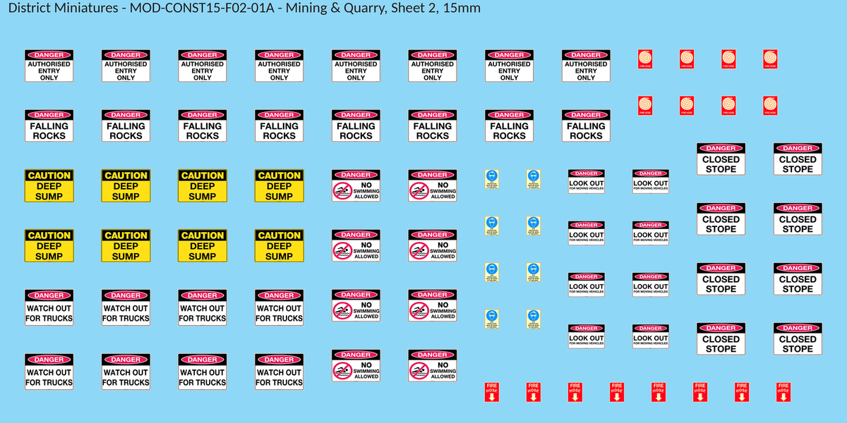 Mining & Quarry, Sheet 2, 15mm decal sheet, clean finish