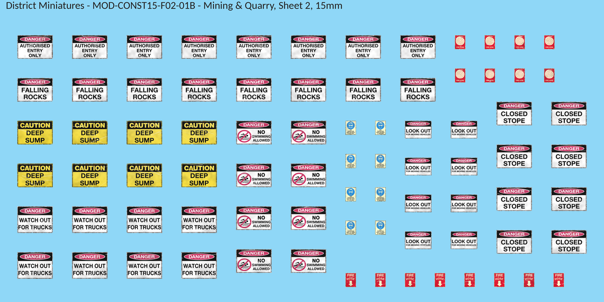 Mining & Quarry, Sheet 2, 15mm decal sheet, weathered finish