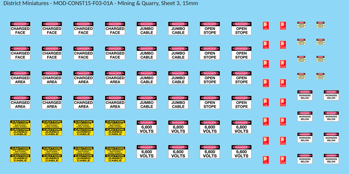 Mining & Quarry, Sheet 3, 15mm decal sheet, clean finish