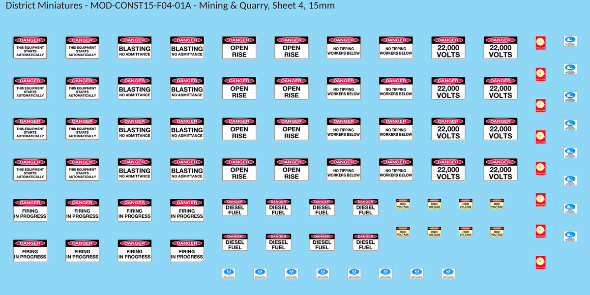 Mining & Quarry, Sheet 4, 15mm decal sheet, clean finish