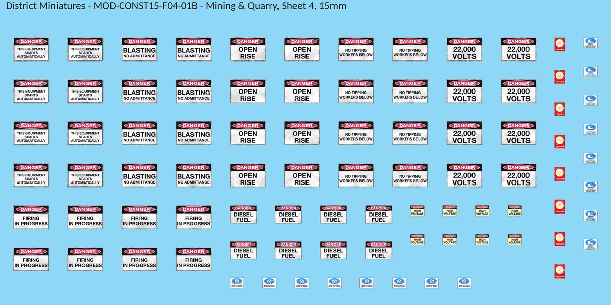 Mining & Quarry, Sheet 4, 15mm decal sheet, weathered finish