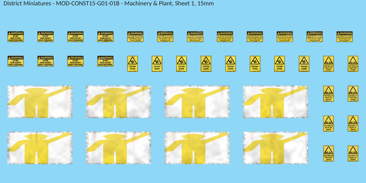 Machinery & Plant, Sheet 1, 15mm decal sheet, weathered finish