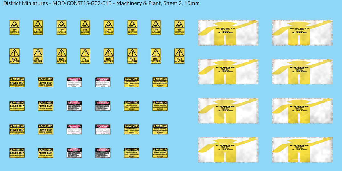Machinery & Plant, Sheet 2, 15mm decal sheet, weathered finish
