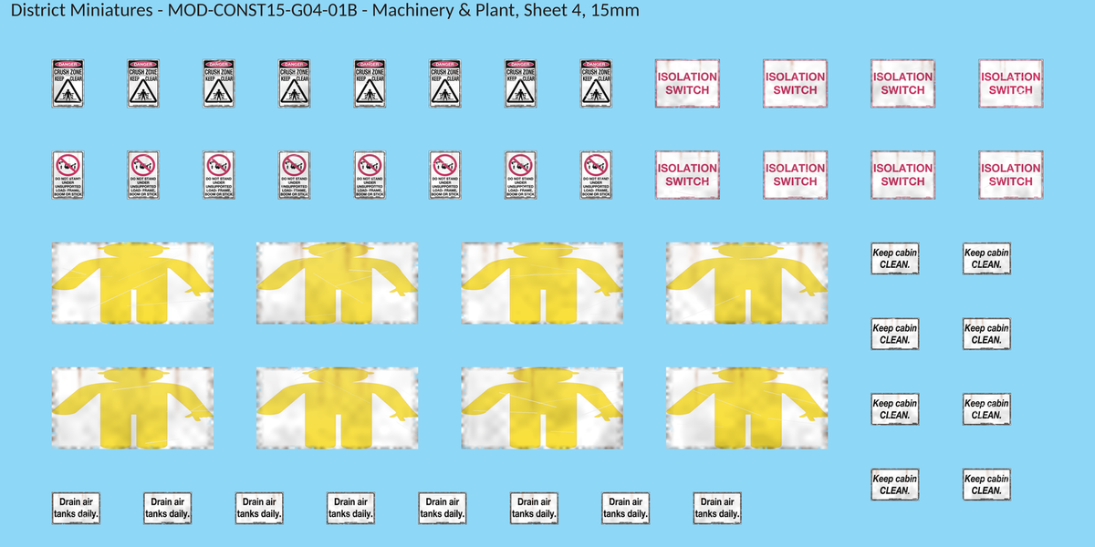 Machinery & Plant, Sheet 4, 15mm decal sheet, weathered finish