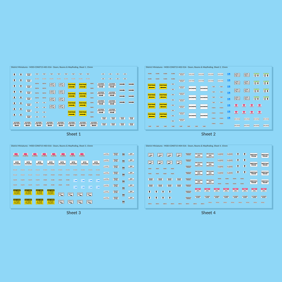 Doors, Rooms & Wayfinding, 15mm - all 4 sheets, clean finish