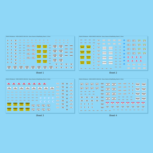 Doors, Rooms & Wayfinding, 15mm - all 4 sheets, clean finish