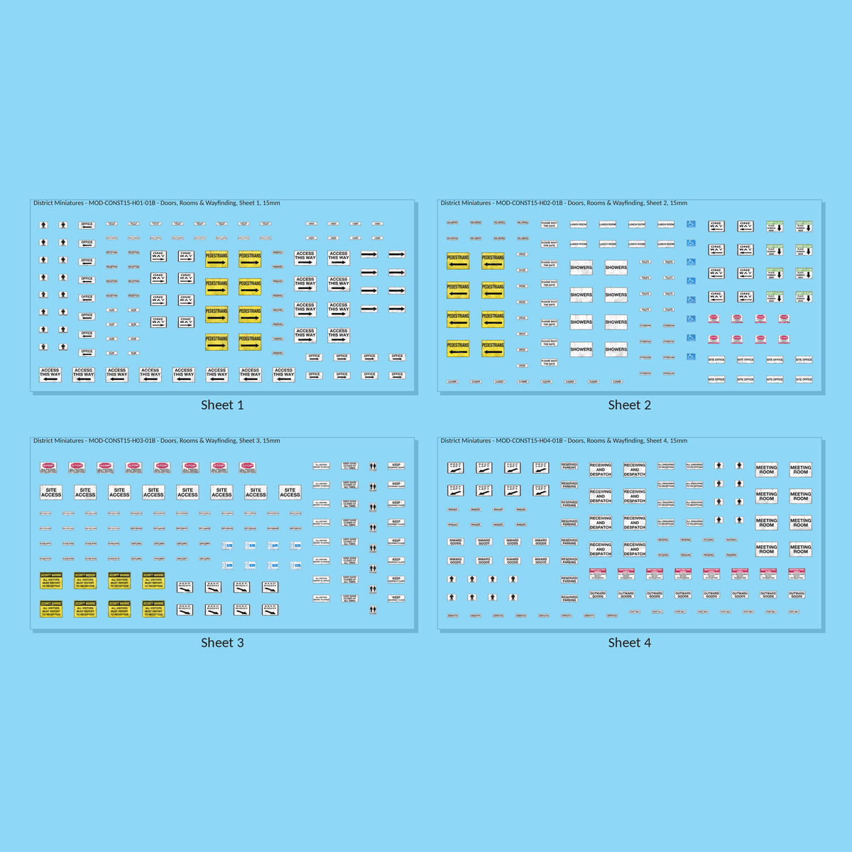Doors, Rooms & Wayfinding, 15mm - all 4 sheets, weathered finish