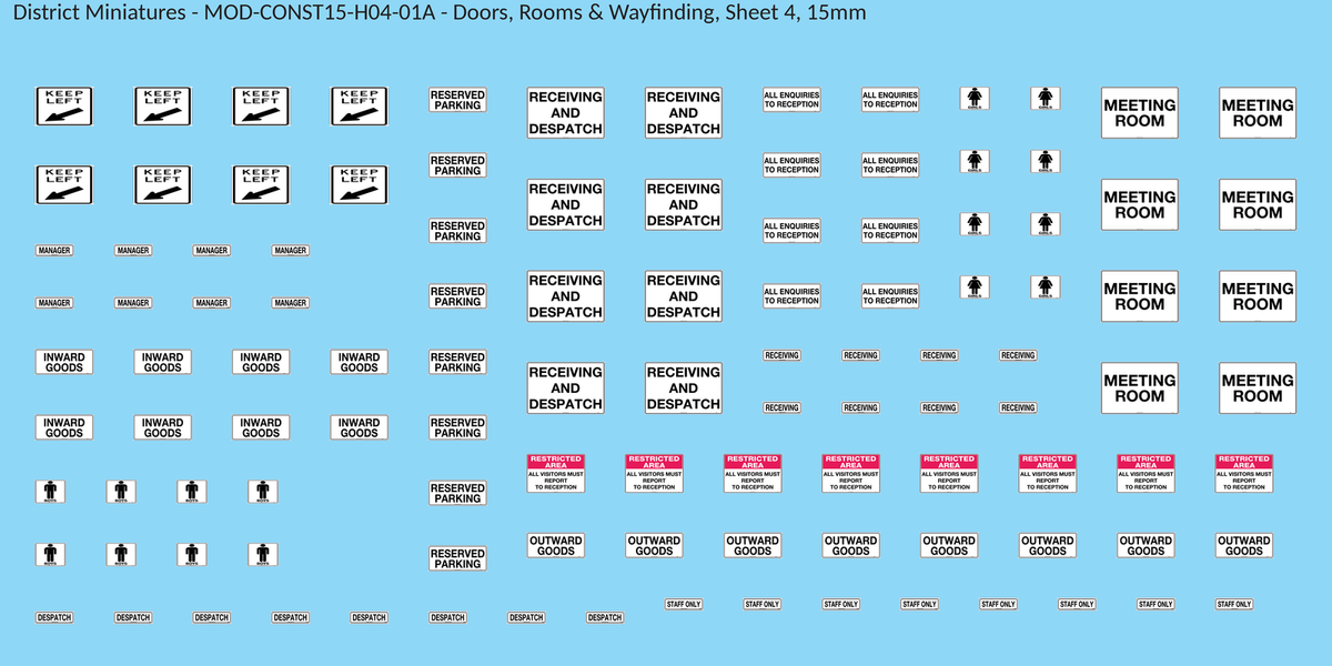 Doors, Rooms & Wayfinding, Sheet 4, 15mm decal sheet, clean finish