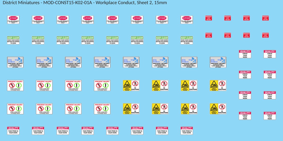 Workplace Conduct, Sheet 2, 15mm decal sheet, clean finish