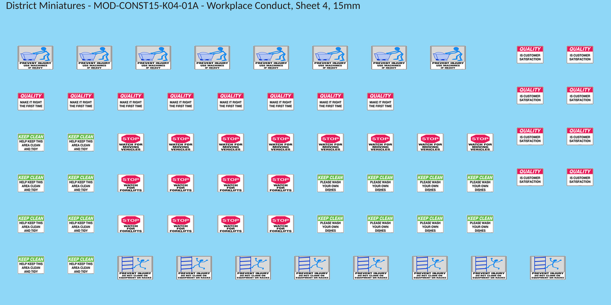 Workplace Conduct, Sheet 4, 15mm decal sheet, clean finish