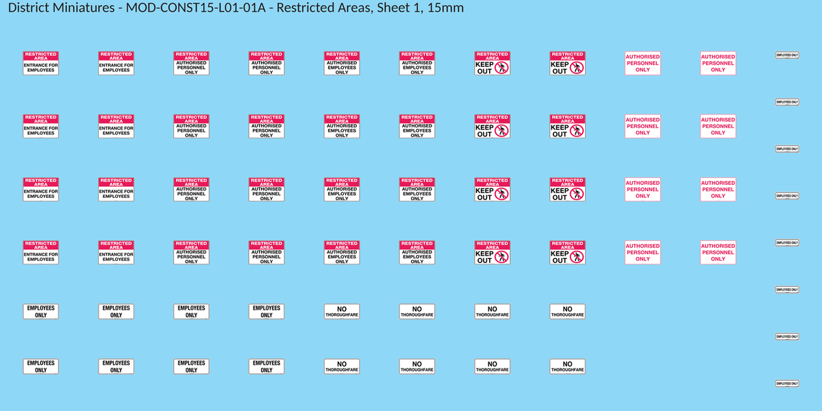Restricted Areas, Sheet 1, 15mm decal sheet, clean finish