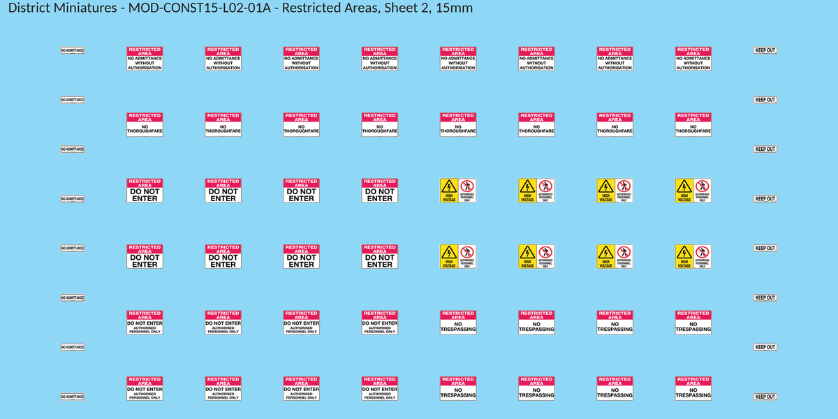 Restricted Areas, Sheet 2, 15mm decal sheet, clean finish