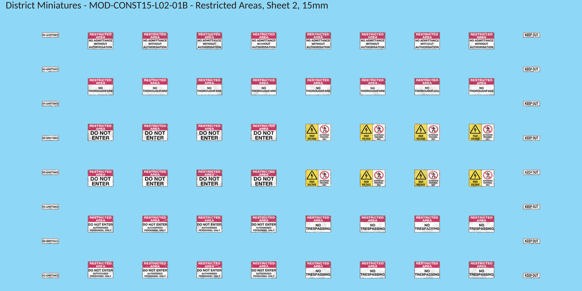Restricted Areas, Sheet 2, 15mm decal sheet, weathered finish