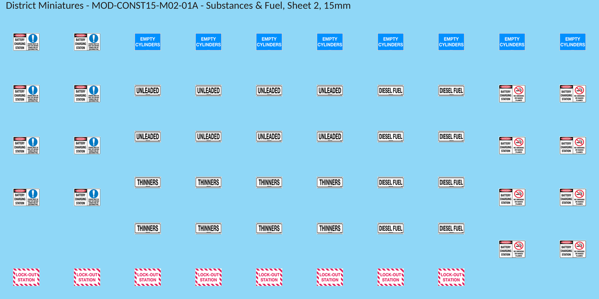 Substances & Fuel, Sheet 2, 15mm decal sheet, clean finish