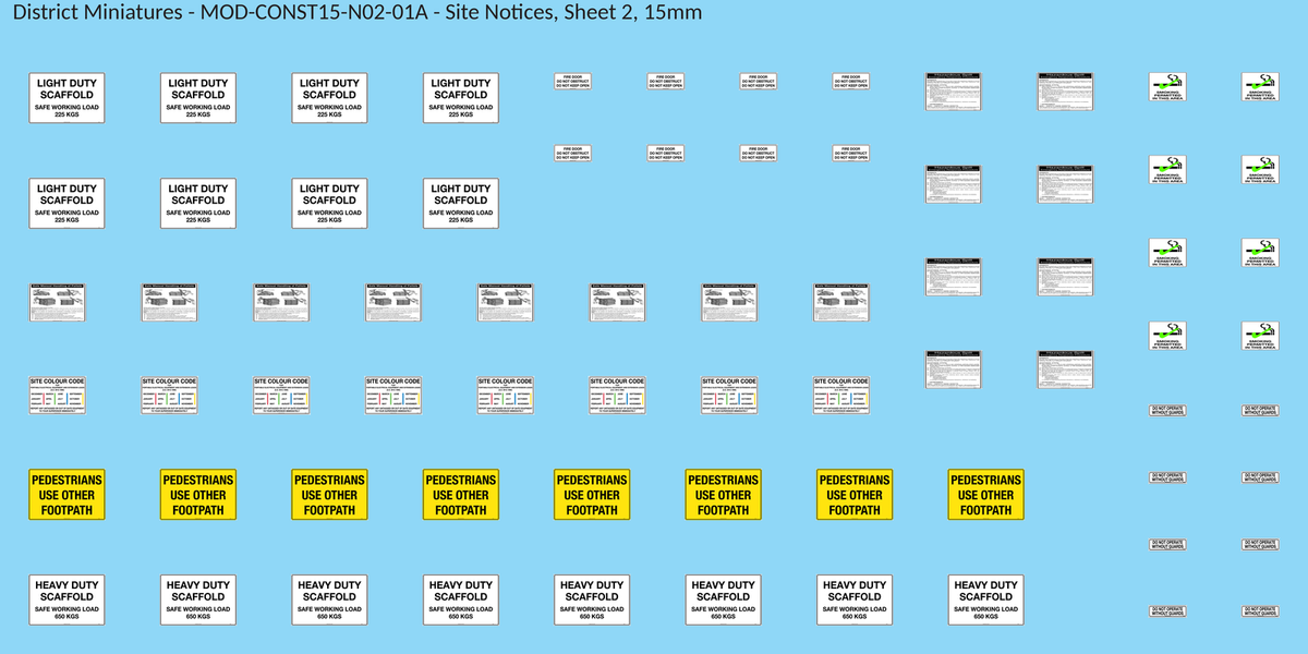 Site Notices, Sheet 2, 15mm decal sheet, clean finish
