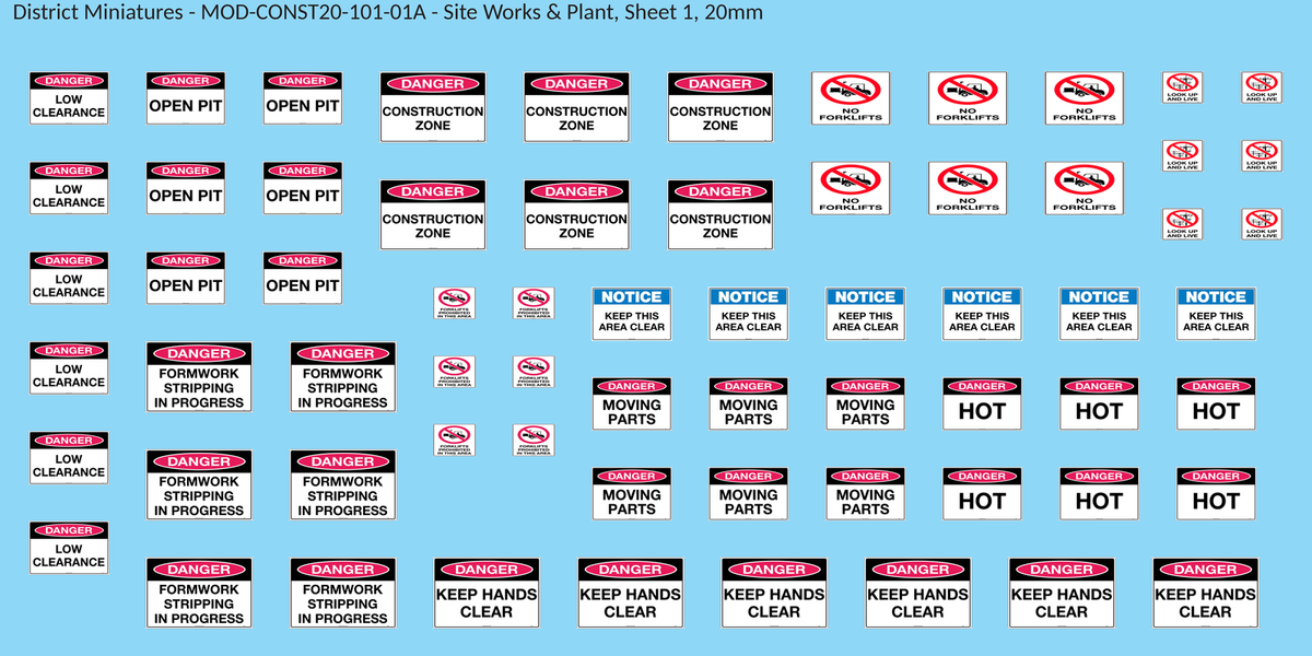 Site Works & Plant, Sheet 1, 20mm decal sheet, clean finish