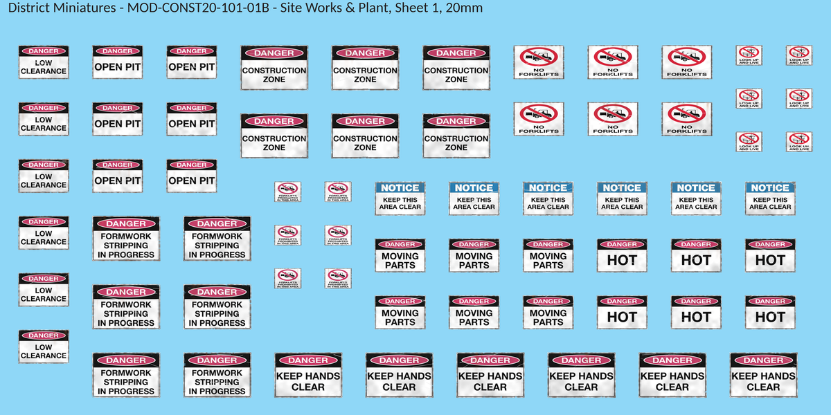 Site Works & Plant, Sheet 1, 20mm decal sheet, weathered finish