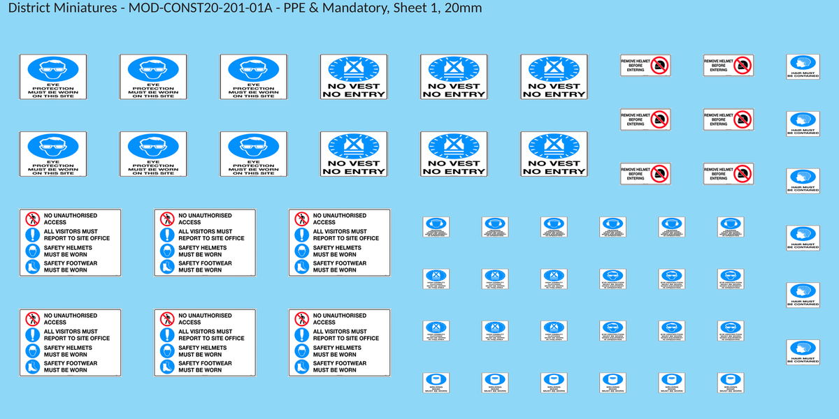 PPE & Mandatory, Sheet 1, 20mm decal sheet, clean finish
