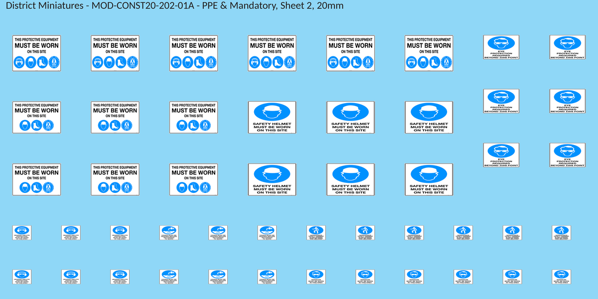 PPE & Mandatory, Sheet 2, 20mm decal sheet, clean finish