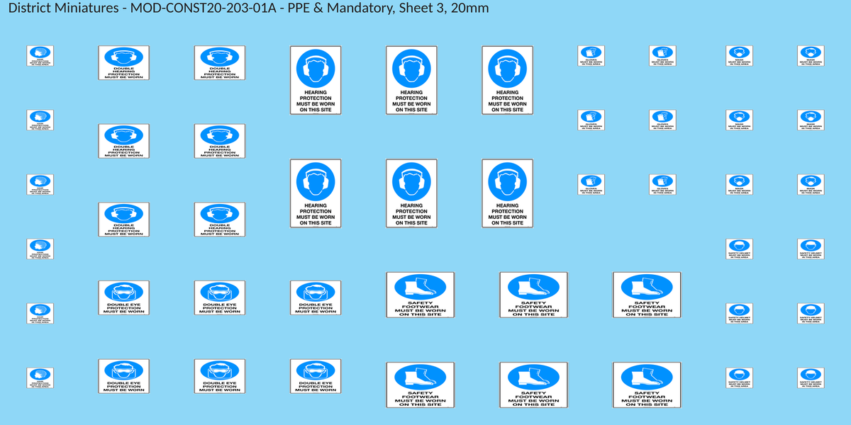 PPE & Mandatory, Sheet 3, 20mm decal sheet, clean finish