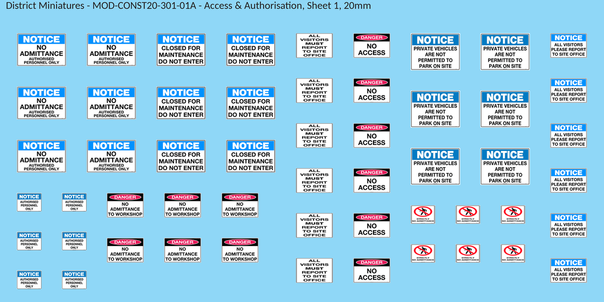 Access & Authorisation, Sheet 1, 20mm decal sheet, clean finish