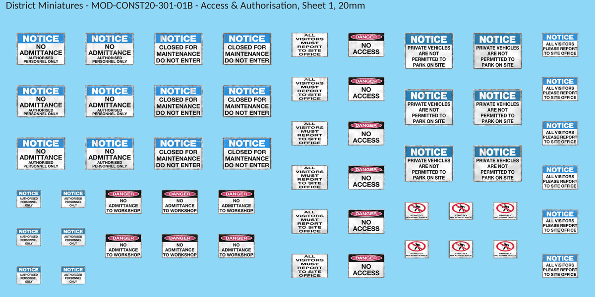 Access & Authorisation, Sheet 1, 20mm decal sheet, weathered finish