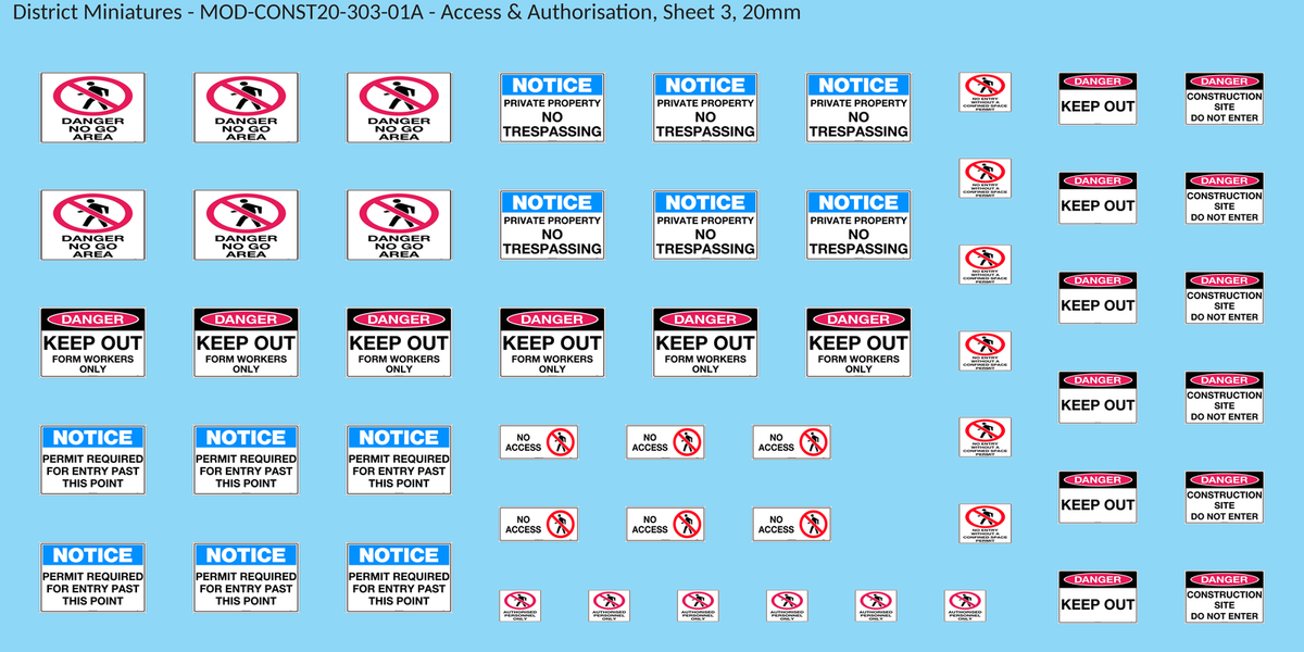 Access & Authorisation, Sheet 3, 20mm decal sheet, clean finish