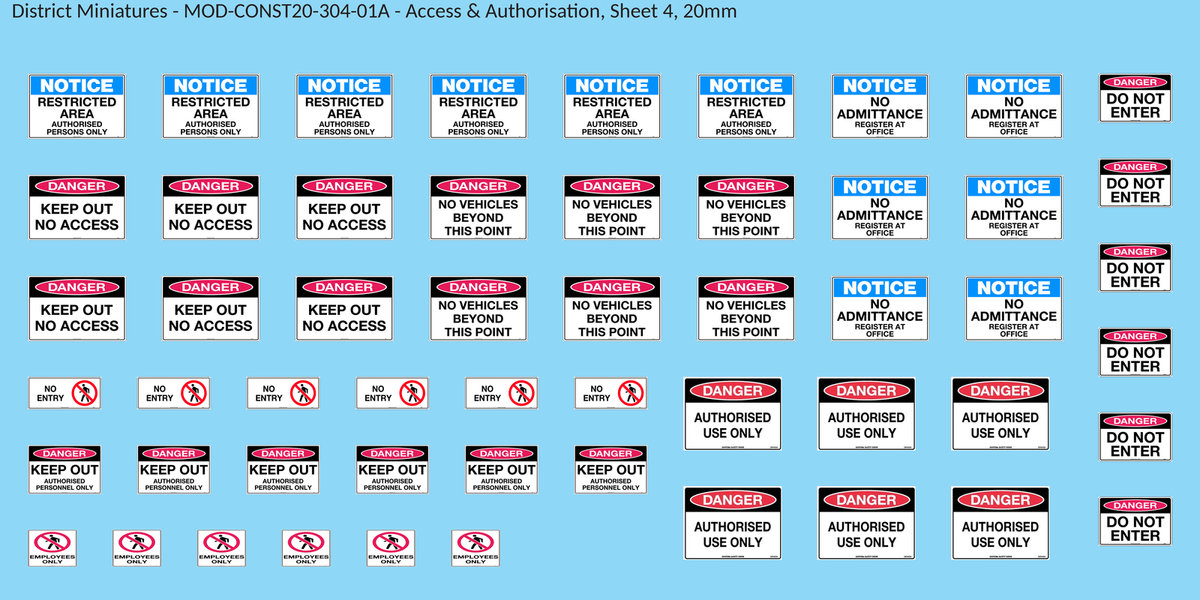 Access & Authorisation, Sheet 4, 20mm decal sheet, clean finish
