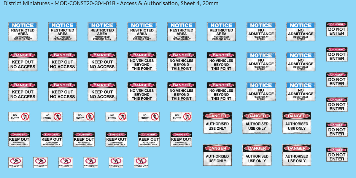 Access & Authorisation, Sheet 4, 20mm decal sheet, weathered finish