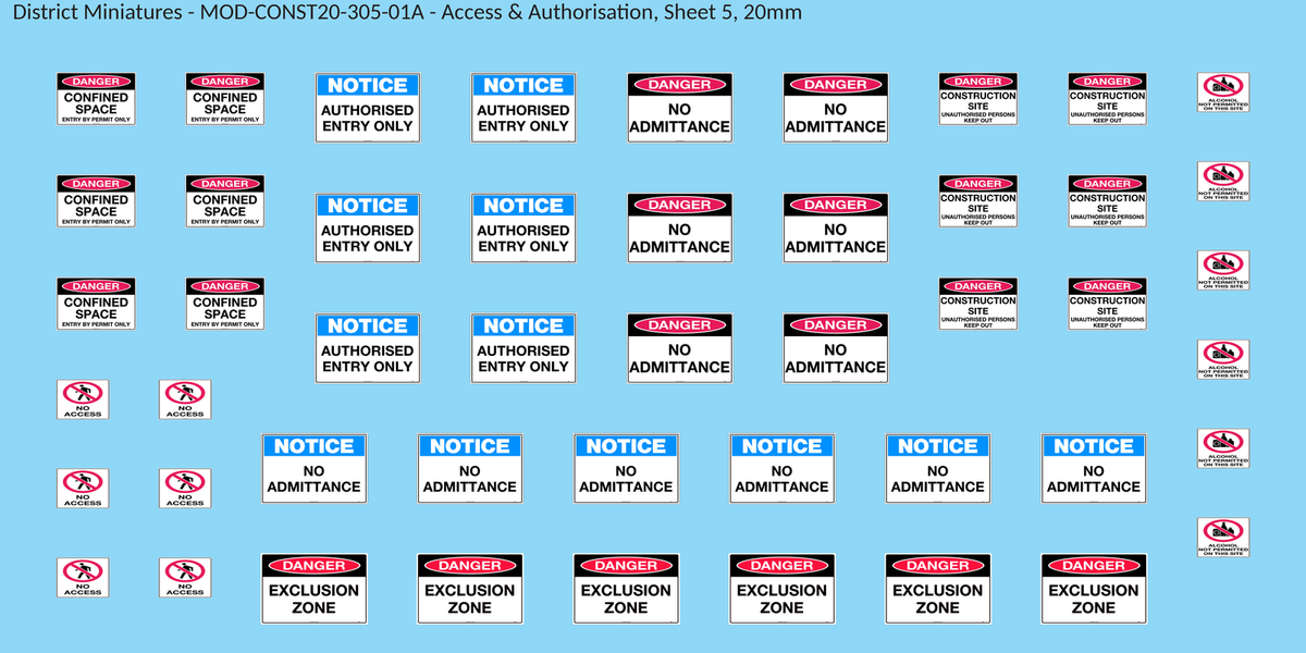 Access & Authorisation, Sheet 5, 20mm decal sheet, clean finish