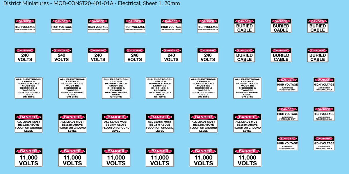Electrical, Sheet 1, 20mm decal sheet, clean finish