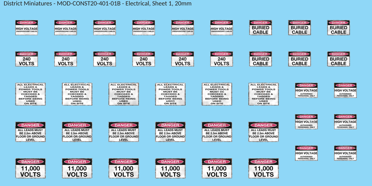 Electrical, Sheet 1, 20mm decal sheet, weathered finish