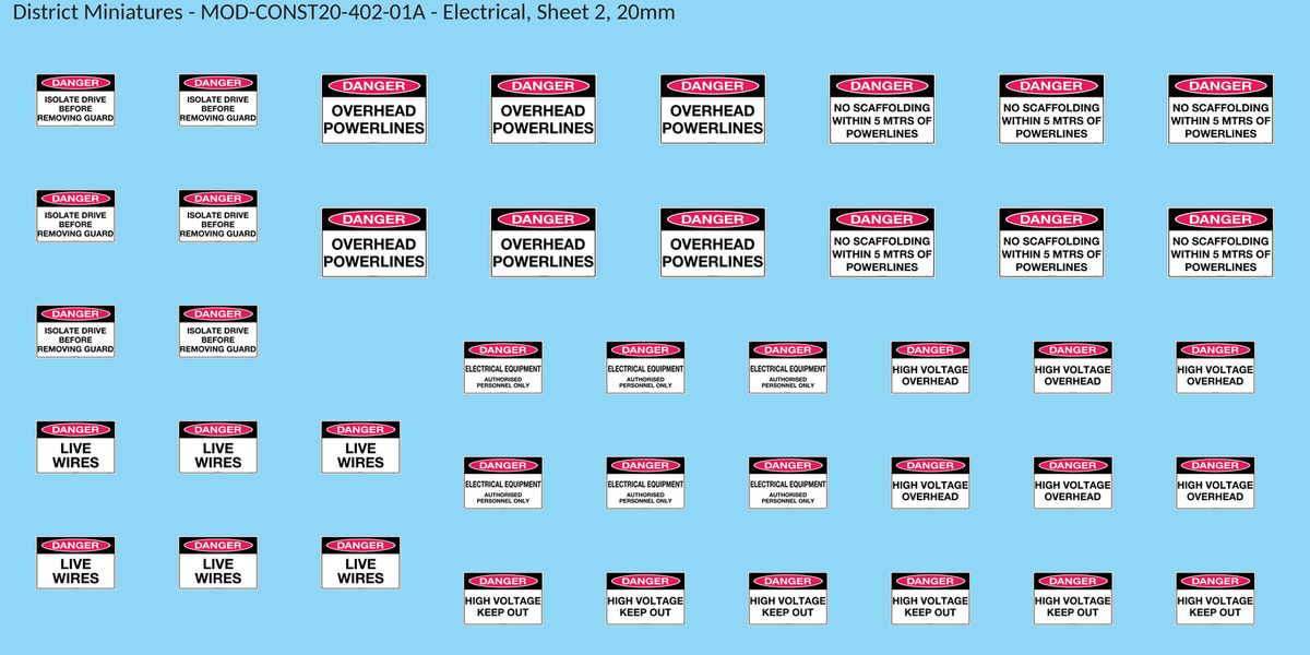 Electrical, Sheet 2, 20mm decal sheet, clean finish
